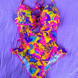 New VENUS Cutout 🩱 Swimsuit - Tropical Neon 💜